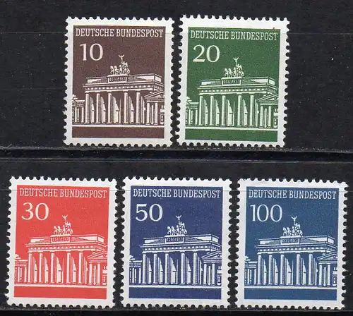 BRD, Mi-Nr. 506 - 510 **, kompl., DS Brandenburger Tor