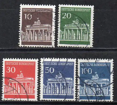 BRD, Mi-Nr. 506 - 510 gest., kompl., DS Brandenburger Tor