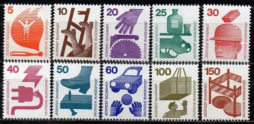 BRD, Mi-Nr. 694 A - 703 A **, kompl. Satz A, DS Unfallverhütung