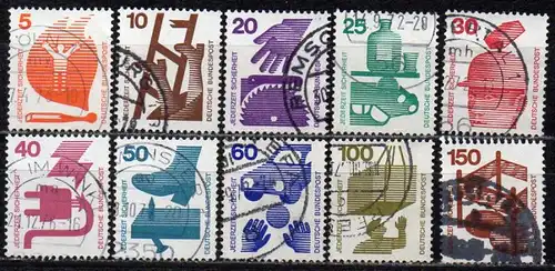 BRD, Mi-Nr. 694 A - 703 A gest., kompl. Satz A, DS Unfallverhütung