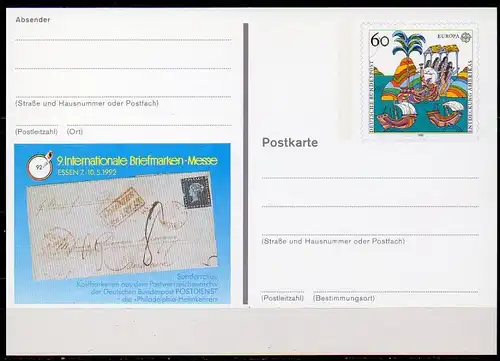 BRD, Sonderpostkarte Mi-Nr. PSO 27 **, BM-Messe Essen 1992