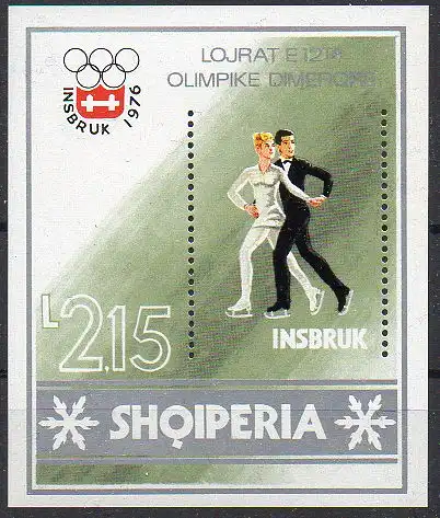 Albanien, Block-Nr. 59 **, Olympische Spiele Innsbruck 1964 - Eiskunstlauf der Paare