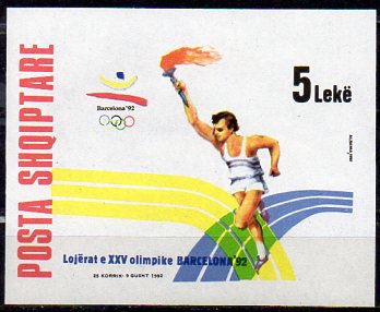 Albanien Block Nr 96 Olympische Spiele Barcelona 1992 Fackellauf Nr Oid Oldthing Albanien