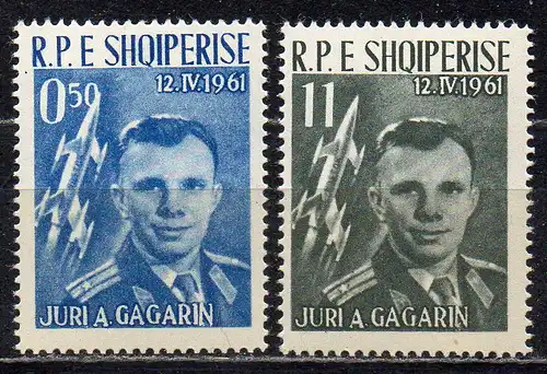 Albanien, Mi-Nr. 642 + 644 **, 1. bemannter Raumflug - Juri A. Gagarin