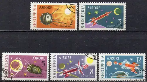 Albanien, Mi-Nr. 779 - 783 gest., kompl., Lunare und interplanetare Flüge