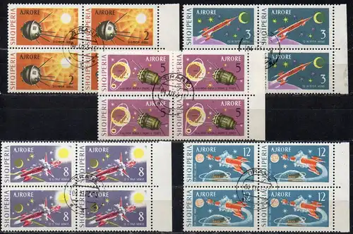 Albanien, Mi-Nr. 779 - 783 gest., kompl. im 4´er-Block, Lunare und interplanetare Flüge