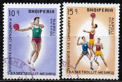 Albanien, Mi-Nr. 1368 + 1369 gest., Basketball - Europameisterschaft