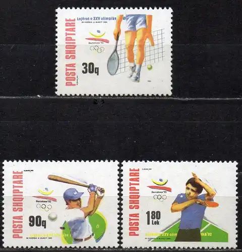 Albanien, Mi-Nr. 2502 - 2504 **, kompl., Olympische Sommerspiele Barcelona 1992