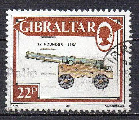 Gibraltar, Mi-Nr. 533 gest., Kanone