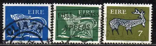 Irland, Mi-Nr. 251 ZA, 253 ZA + 299 ZA gest., Frühe Irische Kunst