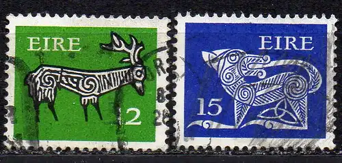 Irland, Mi-Nr. 415 + 419 gest., Frühe Irische Kunst