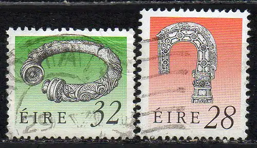 Irland, Mi-Nr. 704 I A + 750 I A Typ I gest., Irische Kunstschätze
