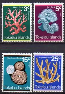Tokelau, Mi-Nr. 30 - 33 **, kompl., Korallen
