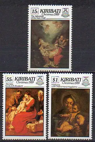 Kiribati, Mi-Nr. 537, 538 + 539 **, Weihnachten 1989