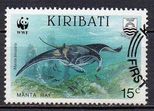 Kiribati, Mi-Nr. 566 gest., Manta - Rochen, WWF-Symbol