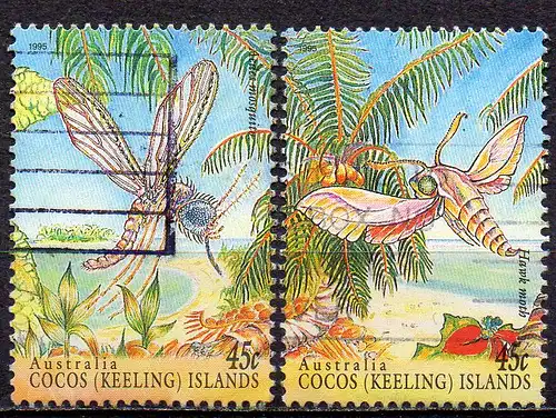 Kokos - Inseln, Mi-Nr. 335 + 336 gest., Insekten