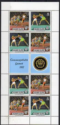Salomon-Inseln, Mi-Nr. 471 - 472 **, 4 x im Kleinbogen mit Zierfeldern, Commonwealth-Spiele 1982