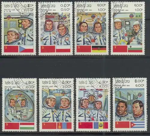 Laos, Mi-Nr. 638 u. a. gest., Raumfahrt - Kosmonauten