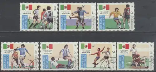 Laos, Mi-Nr. 9813 - 819 gest., kompl., Fußballweltmeisterschaft 1986 in Mexiko