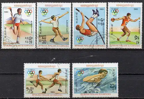 Kambodscha, Mi-Nr. 454 u. a. gest., Olympische Sommerspiele 1984 Los Angeles