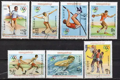 Kambodscha, Mi-Nr. 454 - 460 gest., kompl., Olympische Sommerspiele 1984 Los Angeles