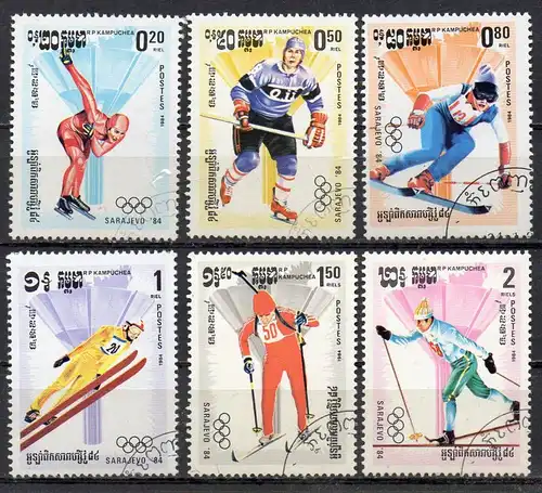 Kambodscha, Mi-Nr. 538 u. a. gest., Olympische Winterspiele 1984 Sarajevo
