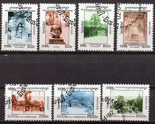 Kambodscha, Mi-Nr. 1697 - 1703 gest., kompl., Tempelanlage Angkor Vat