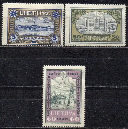 Litauen, Mi-Nr. 316 A, 320 A + 321 A *