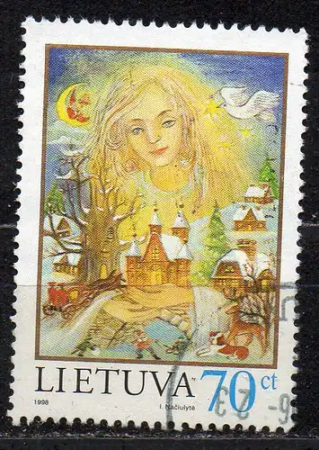 Litauen, Mi-Nr. 680 gest., Weihnachtsgrußmarke 1998