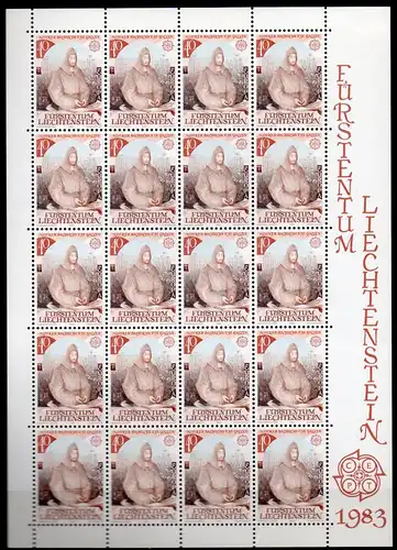 Liechtenstein, Mi-Nr. 816 **, 20 x im Bogen, Europa CEPT 1983