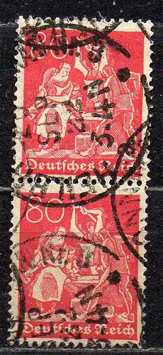 Deutsches Reich, Mi-Nr. 166 gest., senkrechter 2´er-Streifen, WZ Rauten