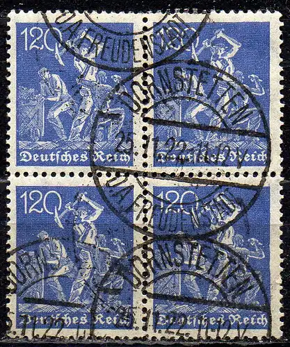 Deutsches Reich, Mi-Nr. 168 gest., 4´er-Block, WZ Rauten
