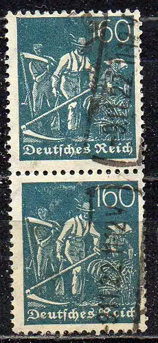 Deutsches Reich, Mi-Nr. 190 gest., senkrechtes Paar, WZ Waffeln