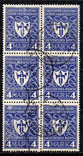 Deutsches Reich, Mi-Nr. 202 gest., 6´er-Block, Deutsche Gewerbeschau München