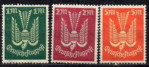 Deutsches Reich, Mi-Nr. 215, 216 + 218 *, Flugpostmarken Holztaube
