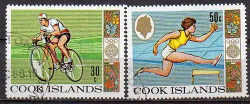 Cook - Inseln, Mi-Nr. 205 + 206 gest., Olympische Spiele Mexiko