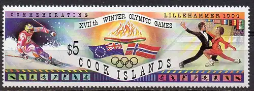 Cook - Inseln, Mi-Nr. 1402 **, Olympische Winterspiele Lillehammer 1994