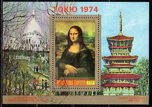 Äquatorial-Guinea, Block Mi-Nr. A 150 gest., Mona Lisa, Internationale Briefmarkenausstellung PHILATOKIO ´74