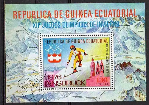 Äquatorial-Guinea, Block Mi-Nr. 159 gest., Olympische Winterspiele 1976 Innsbruck