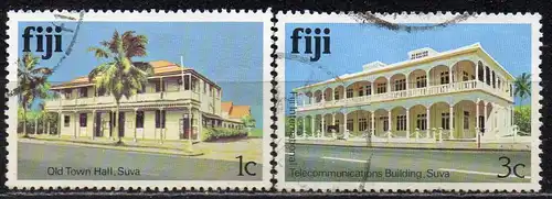 Fidschi - Inseln, Mi-Nr. 399 I X + 401 I X gest., Gebäude