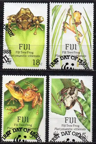 Fidschi - Inseln, Mi-Nr. 586 - 589 gest., kompl., Frösche - WWF-Symbol