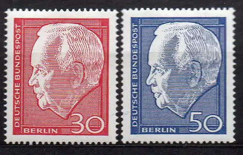 Berlin, Mi-Nr. 314 - 315 **, kompl., Bundespräsident Heinrich Lübke