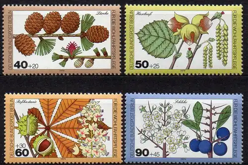Berlin, Mi-Nr. 607 - 610 **, kompl., Wohlfahrt 1979 - Blätter, Blüten und Früchte des Waldes
