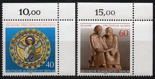 Berlin, Mi-Nr. 625 - 626 **, kompl., Eckrand, 150 Jahre Preußische Museen