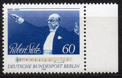 Berlin, Mi-Nr. 627 **, Rand rechts, 100. Geburtstag von Robert Stolz