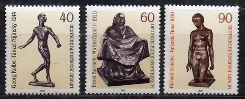 Berlin, Mi-Nr. 655 - 657 **, kompl., Skulpturen des 20. Jahrhunderts
