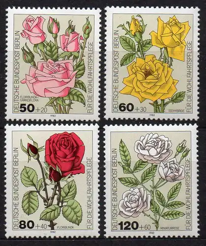 Berlin, Mi-Nr. 680 - 683 **, kompl., Wohlfahrt 1982, Gartenrosen