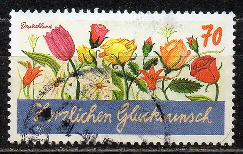 BRD, Mi-Nr. 3232 gest., Grußmarke \"Herzlichen Glückwunsch\"