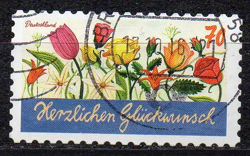 BRD, Mi-Nr. 3244 gest., gestanzt, Grußmarke \"Herzlichen Glückwunsch\"