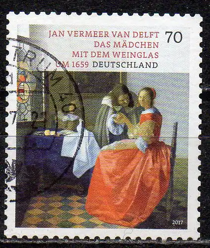 BRD, Mi-Nr. 3280 gest., gestanzt, Gemälde: Das Mädchen mit dem Weinglas von Jan Vermeer van Delft